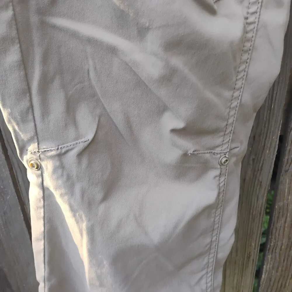 Prana Halle Hiking Pants Women 10 Regular Beige Tan Roll Up Convertible Cargo